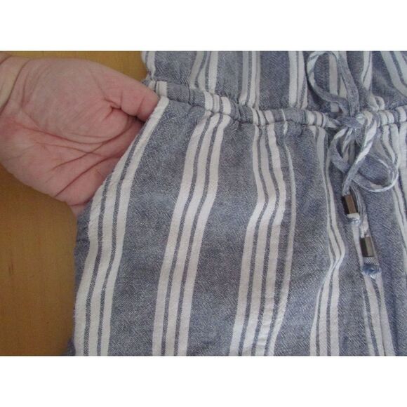 Time and Tru Utility Striped Romper Pockets Elastic Tie Waist Sailorcore Md 8-10 - Picture 8 of 11